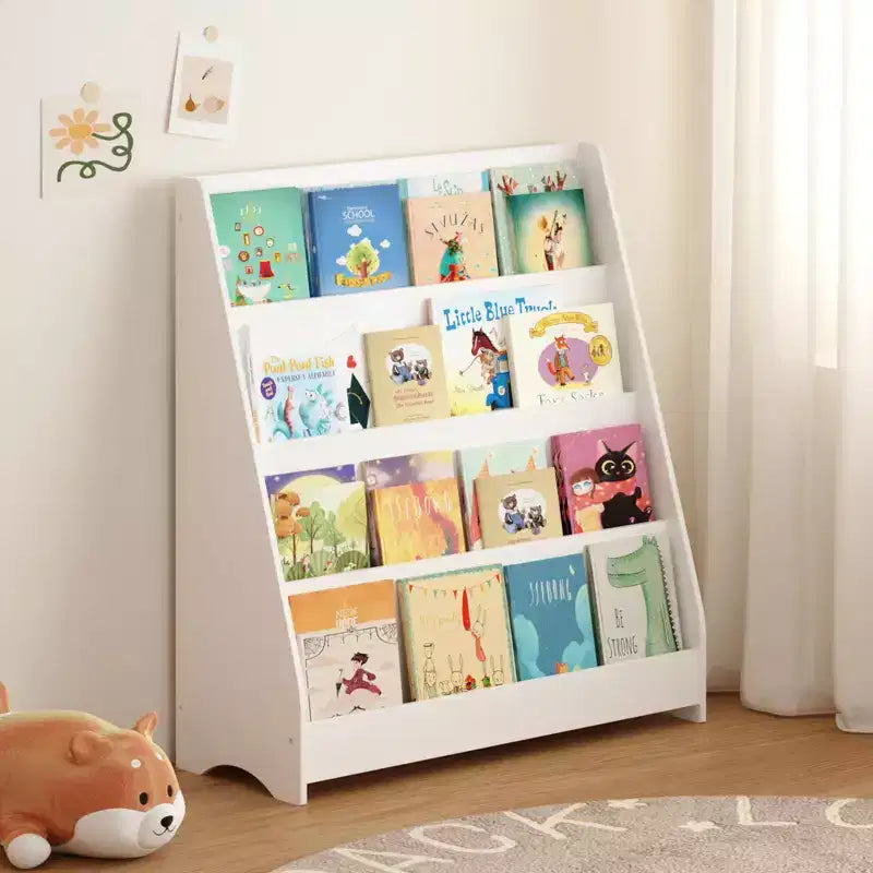 Libreria aperta per bambini a 4 ripiani con bordi arrotondati