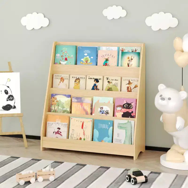 Libreria aperta per bambini a 4 ripiani con bordi arrotondati