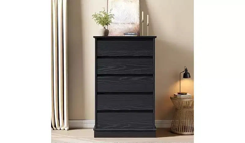 Cassettiera a 5 cassetti, Cassettiera con cassetti profondi, Cassettiera doppia grande per armadio con piano largo, Cassettiera alta in legno per soggiorno, camera da letto
