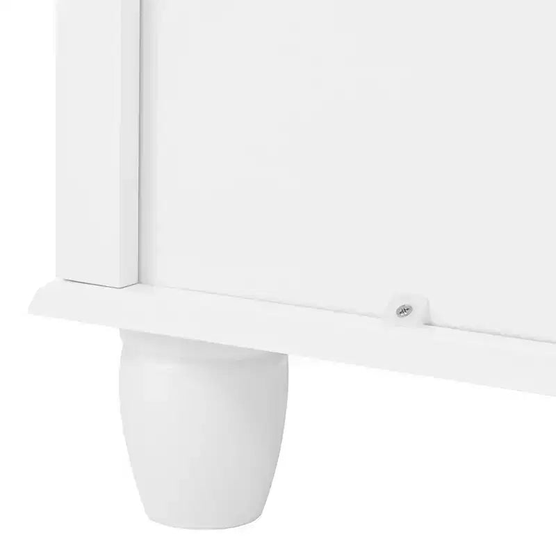 Comò a 4 cassetti bianco con maniglie in metallo spazzolato