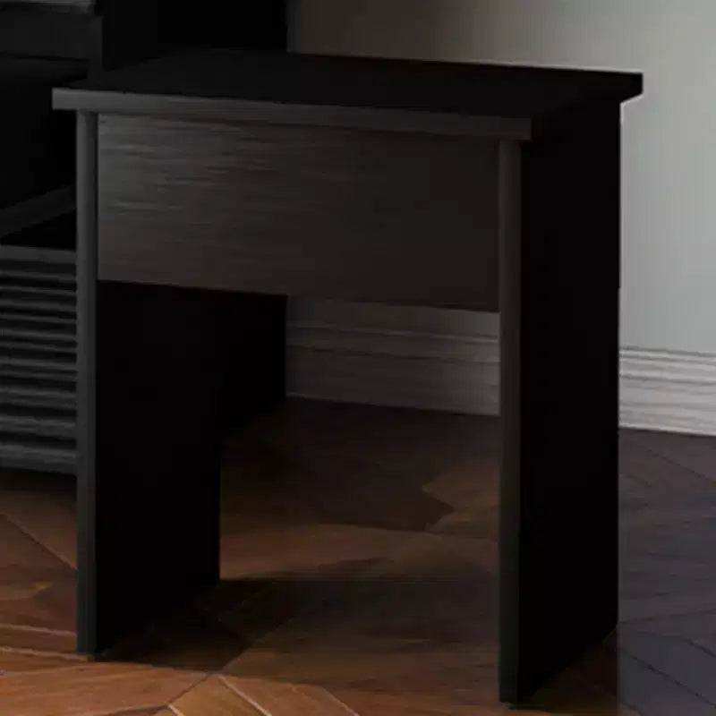 AEELLEEA Scrivania Trucco con Specchio, Luci e Piano in Vetro, Tavolo da Trucco Moderno con Cassetti per Camera da Letto, Nero, Spina USA