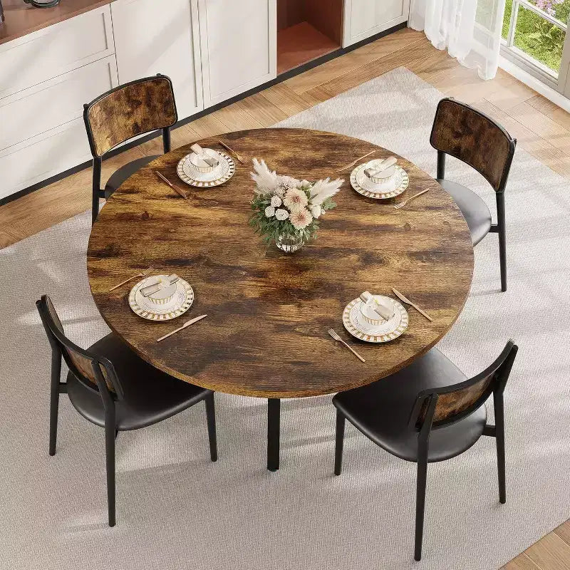 COZONY Tavolo da Pranzo Rotondo 47 per 4-6 Persone, Tavolo da Cucina Salvaspazio con Struttura in Metallo, Tavolo da Pranzo Circolare Moderno per Piccoli Spazi (Solo Tavolo)