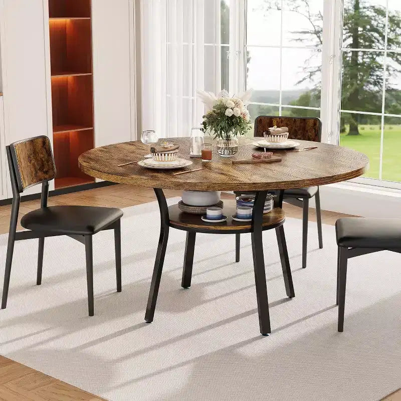 COZONY Tavolo da Pranzo Rotondo 47 per 4-6 Persone, Tavolo da Cucina Salvaspazio con Struttura in Metallo, Tavolo da Pranzo Circolare Moderno per Piccoli Spazi (Solo Tavolo)