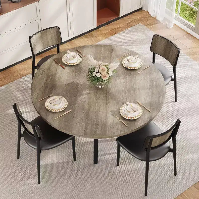 COZONY Tavolo da Pranzo Rotondo 47 per 4-6 Persone, Tavolo da Cucina Salvaspazio con Struttura in Metallo, Tavolo da Pranzo Circolare Moderno per Piccoli Spazi (Solo Tavolo)