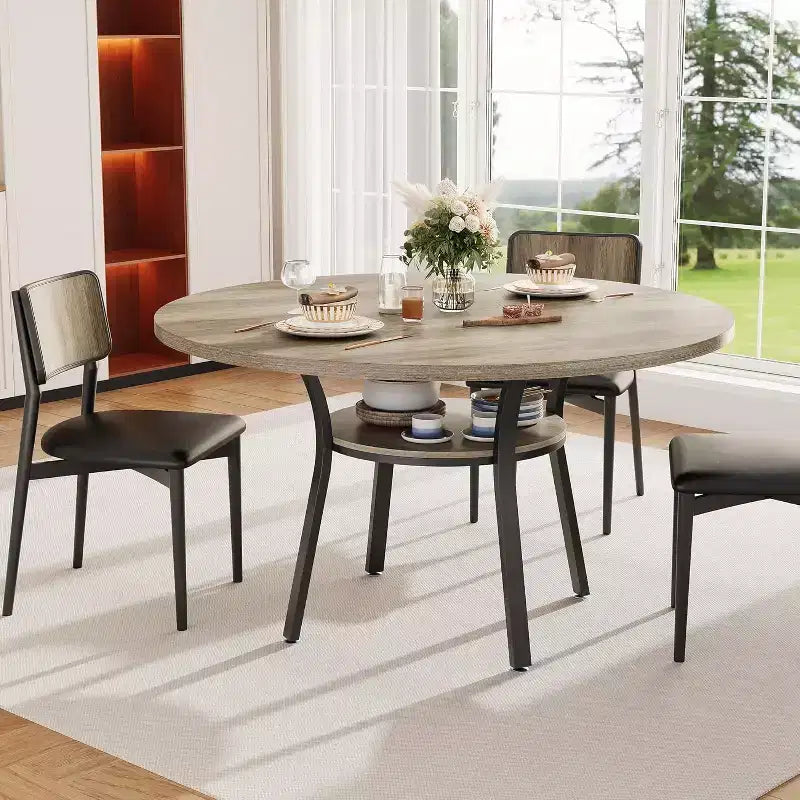COZONY Tavolo da Pranzo Rotondo 47 per 4-6 Persone, Tavolo da Cucina Salvaspazio con Struttura in Metallo, Tavolo da Pranzo Circolare Moderno per Piccoli Spazi (Solo Tavolo)
