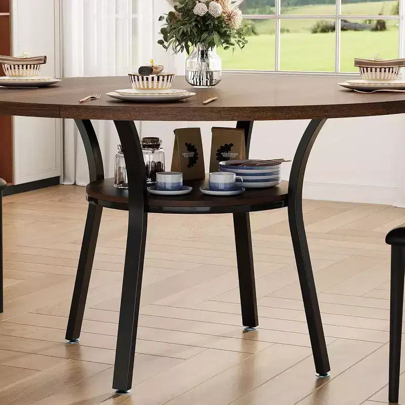 COZONY Tavolo da Pranzo Rotondo 47 per 4-6 Persone, Tavolo da Cucina Salvaspazio con Struttura in Metallo, Tavolo da Pranzo Circolare Moderno per Piccoli Spazi (Solo Tavolo)
