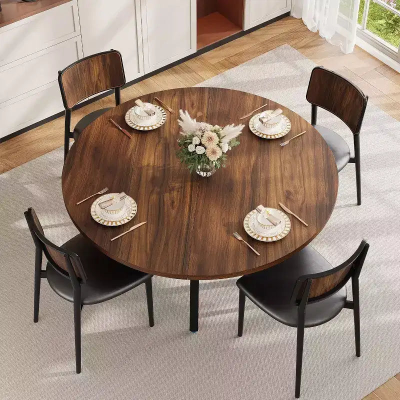 COZONY Tavolo da Pranzo Rotondo 47 per 4-6 Persone, Tavolo da Cucina Salvaspazio con Struttura in Metallo, Tavolo da Pranzo Circolare Moderno per Piccoli Spazi (Solo Tavolo)