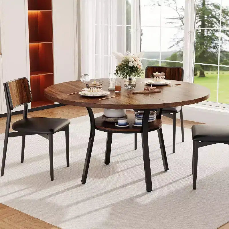 COZONY Tavolo da Pranzo Rotondo 47 per 4-6 Persone, Tavolo da Cucina Salvaspazio con Struttura in Metallo, Tavolo da Pranzo Circolare Moderno per Piccoli Spazi (Solo Tavolo)