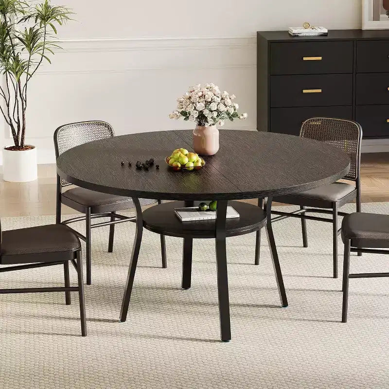 COZONY Tavolo da Pranzo Rotondo 47 per 4-6 Persone, Tavolo da Cucina Salvaspazio con Struttura in Metallo, Tavolo da Pranzo Circolare Moderno per Piccoli Spazi (Solo Tavolo)