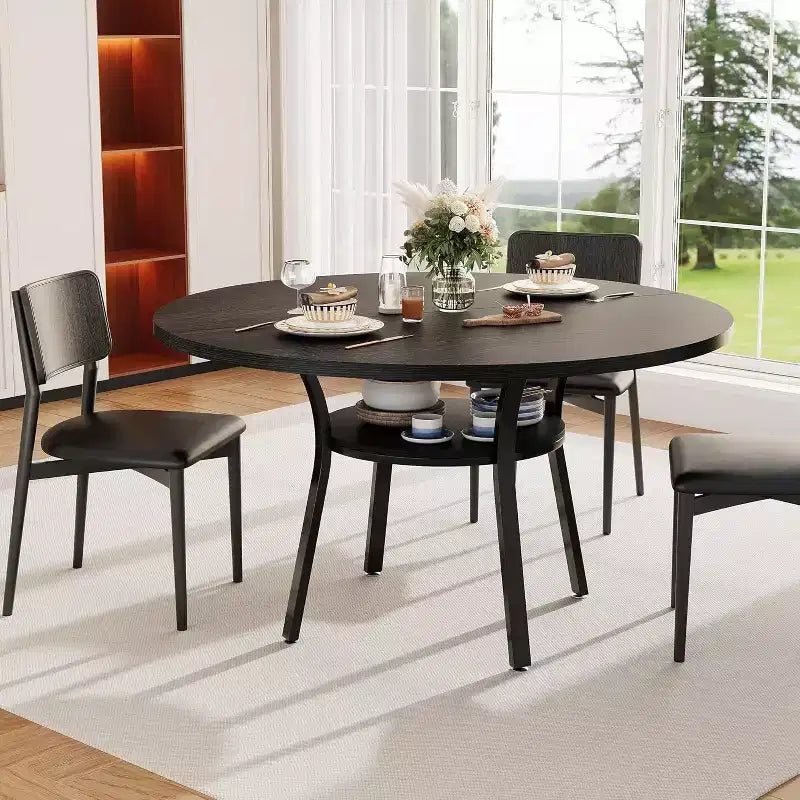 COZONY Tavolo da Pranzo Rotondo 47 per 4-6 Persone, Tavolo da Cucina Salvaspazio con Struttura in Metallo, Tavolo da Pranzo Circolare Moderno per Piccoli Spazi (Solo Tavolo)