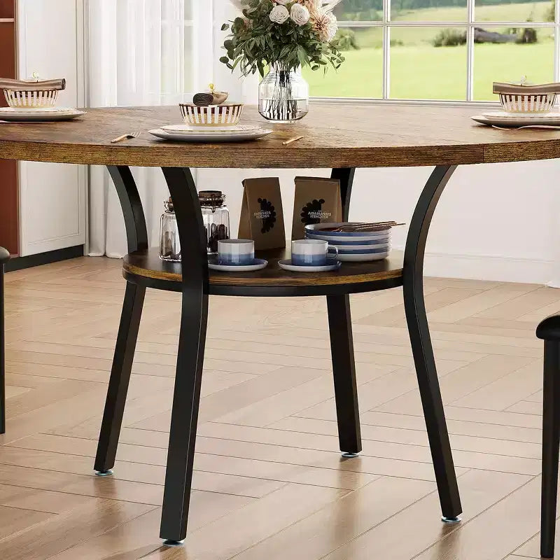 COZONY Tavolo da Pranzo Rotondo 47 per 4-6 Persone, Tavolo da Cucina Salvaspazio con Struttura in Metallo, Tavolo da Pranzo Circolare Moderno per Piccoli Spazi (Solo Tavolo)