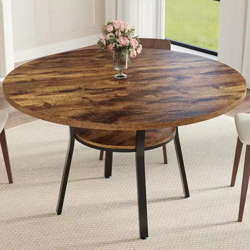 COZONY Tavolo da Pranzo Rotondo 47 per 4-6 Persone, Tavolo da Cucina Salvaspazio con Struttura in Metallo, Tavolo da Pranzo Circolare Moderno per Piccoli Spazi (Solo Tavolo)