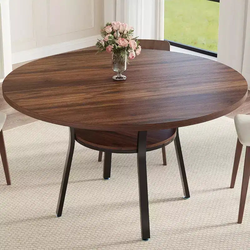 COZONY Tavolo da Pranzo Rotondo 47 per 4-6 Persone, Tavolo da Cucina Salvaspazio con Struttura in Metallo, Tavolo da Pranzo Circolare Moderno per Piccoli Spazi (Solo Tavolo)