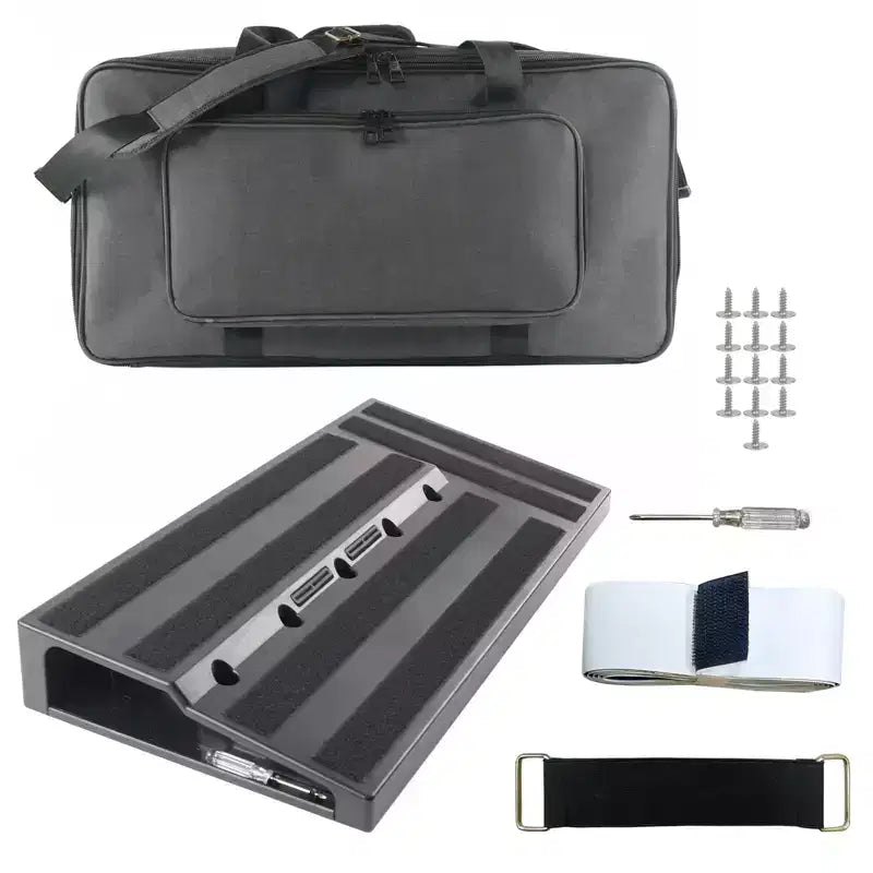Guitar Pedal Board 22.04 x 11.02 with Carrying Bag, Lightweight Aluminum Alloy Effects Pedalboard with Pedal Cables Adhesive Hookside Tape