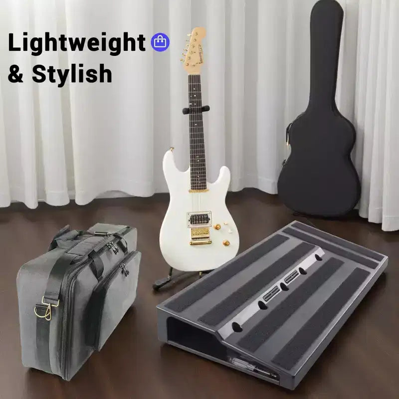 Pedaliera per chitarra 22.04 x 11.02 con borsa per il trasporto, pedaliera per effetti leggera in lega di alluminio con cavi per pedali e nastro adesivo in velcro