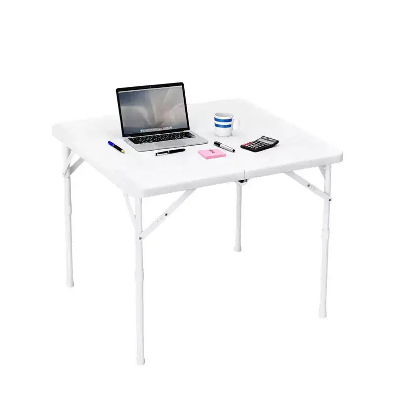 Tavolo da gioco pieghevole quadrato da 34", tavolo da pranzo portatile pieghevole a metà con maniglia e blocco di sicurezza, tavoli da pranzo pieghevoli in plastica per interni ed esterni