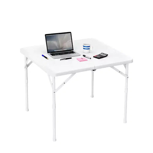 Tavolo da gioco pieghevole quadrato da 34", tavolo da pranzo portatile pieghevole a metà con maniglia e blocco di sicurezza, tavoli da pranzo pieghevoli in plastica per interni ed esterni