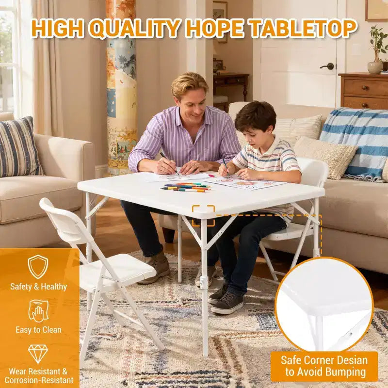 Tavolo da gioco pieghevole quadrato da 34", tavolo da pranzo portatile pieghevole a metà con maniglia e blocco di sicurezza, tavoli da pranzo pieghevoli in plastica per interni ed esterni