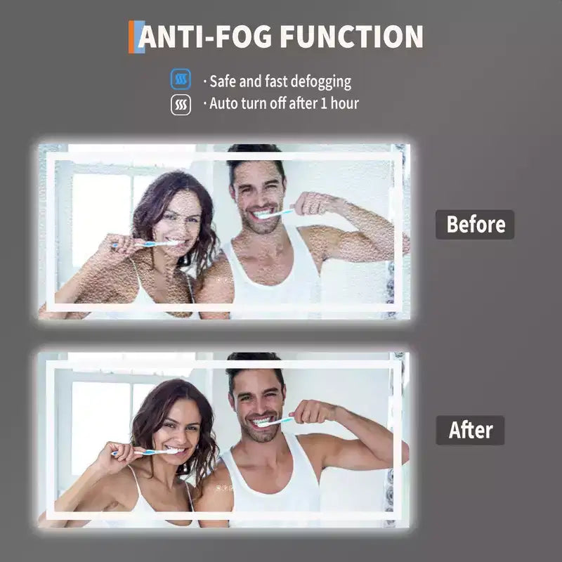 COZONY Specchio da bagno 20/60 con luci, dimmerabile, antiappannamento, infrangibile, funzione memoria, retroilluminato e illuminazione frontale, specchio da bagno per trucco