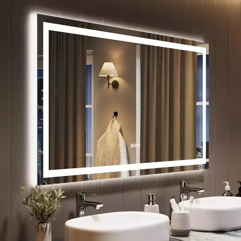 COZONY 20 /60 Bathroom Mirror with Lights, Dimmable, Anti-Fog, Shatter-Proof, Memory Function, Backlit and Front Lit, Vanity Mirror