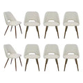 Panipeachy Dining Room Chairs Set of 8, Modern Upholstered Fabric Side Chair with Walnut Finish Metal Legs