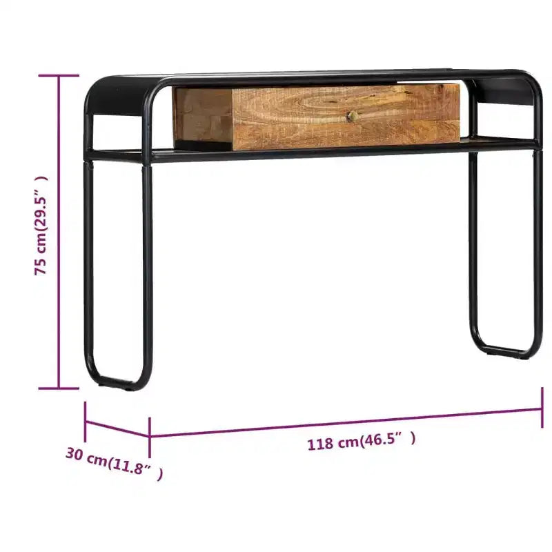 vidaXL Tavolo Consolle Tavolo da Ingresso Tavolo Laterale con Cassetto Legno Massello di Mango