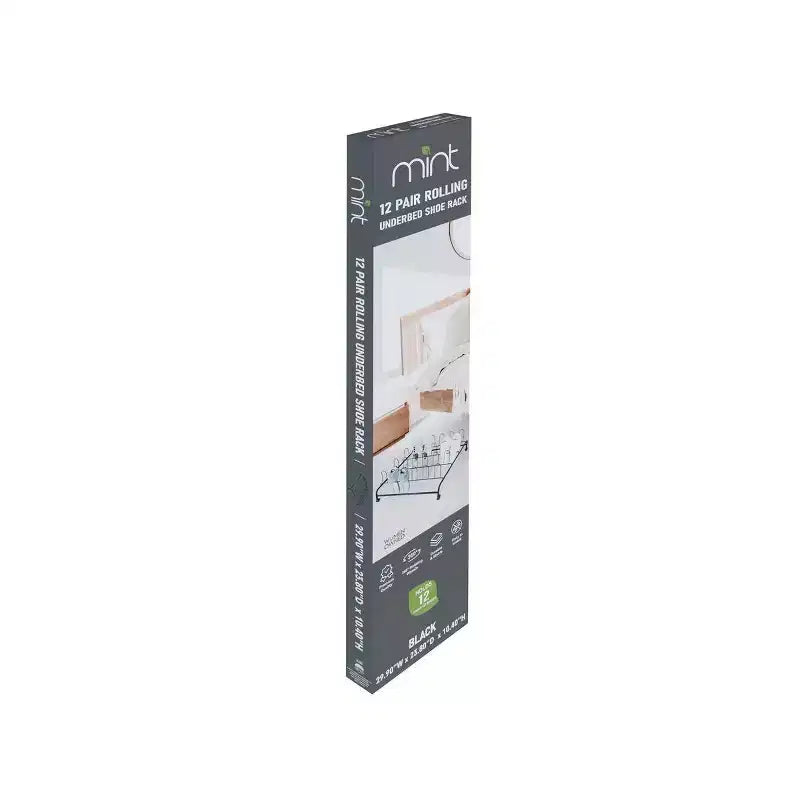 J&V TEXTILES Contenitore per Scarpe Sottoletto, Scarpiera Sottile con Ruote, Organizzatore di Scarpe Sottoletto con Struttura in Metallo