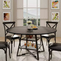 Acekool 47 Inch Round Dining Table with Storage Shelf, Metal Base Kitchen Table for 4-6