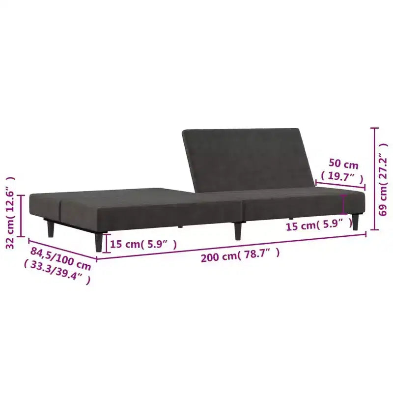 vidaXL Divano letto a 2 posti, poltroncina imbottita, divano letto a due posti in velluto