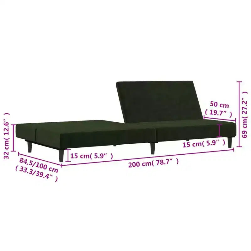 vidaXL Divano letto a 2 posti, poltroncina imbottita, divano letto a due posti in velluto
