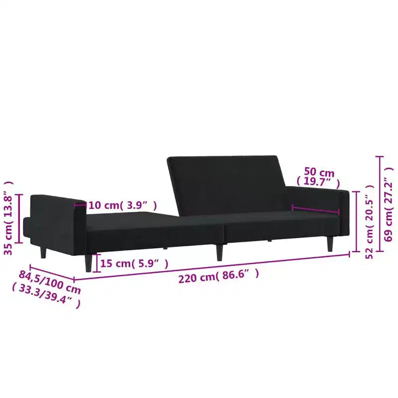 vidaXL Divano letto a 2 posti, poltroncina imbottita, divano letto a due posti in velluto