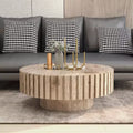 MAYEERTY 31.4 inch Round Minimalist Circular Coffee Table with Natural Wood Texture for Living Room Study Rooms Offices Brown