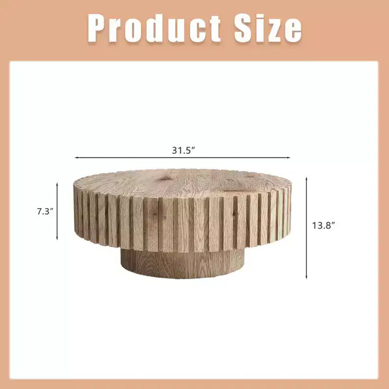 MAYEERTY Tavolino rotondo circolare minimalista da 31,4 pollici con texture in legno naturale per soggiorno, studi, uffici, marrone