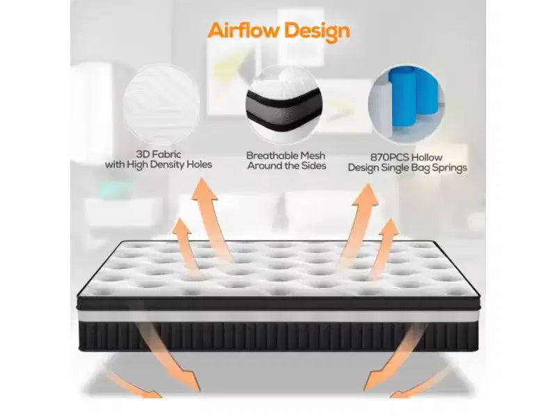 Materasso Ibrido King da 14 Pollici con Memory Foam in Gel, Rigidità Media