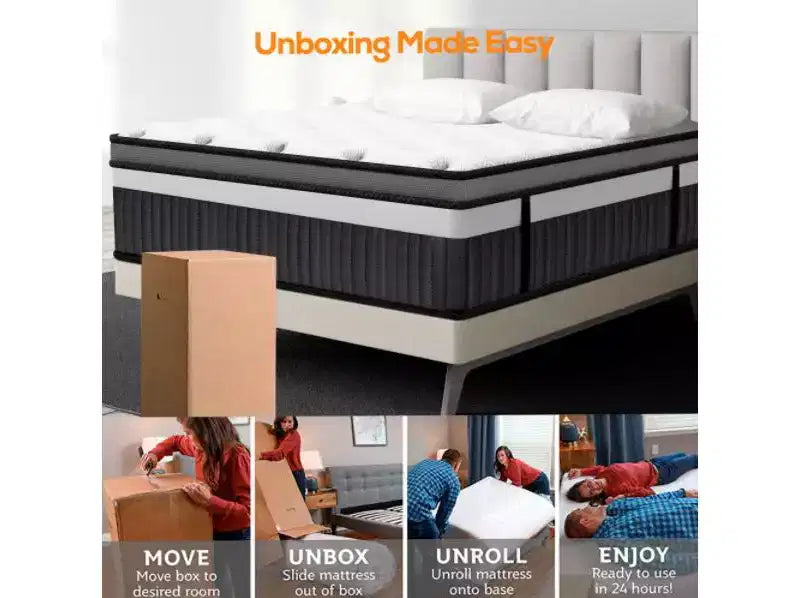 Materasso Ibrido King da 14 Pollici con Memory Foam in Gel, Rigidità Media