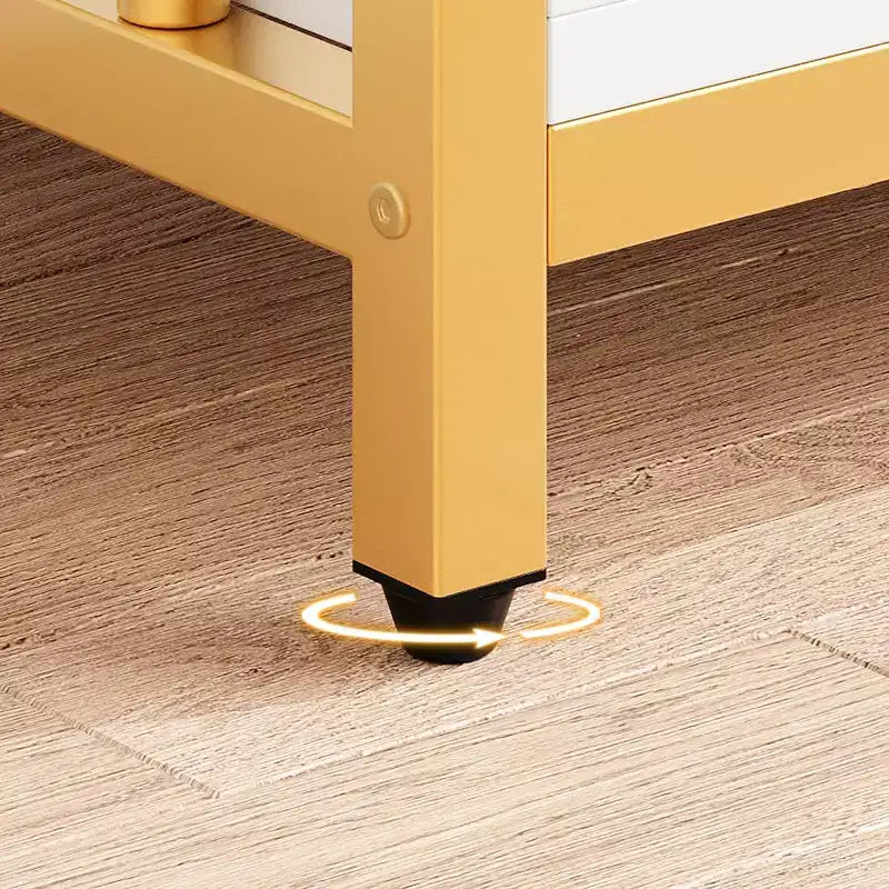 Libreria dorata da 62" con 3 cassetti e anta, libreria dorata e bianca a 4 ripiani con struttura in metallo, mobiletto espositivo a pavimento per ufficio e soggiorno