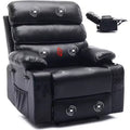 PU Genuine Leather Extra-wide Manual Lounge Chair, Suitable for Massage and Hot Compress, with 2 Cup Holders and Pockets, Suitable for Adults