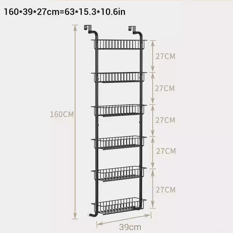 Acekool organizer per dispensa da appendere alla porta, organizer a 6 ripiani in metallo resistente per cucina