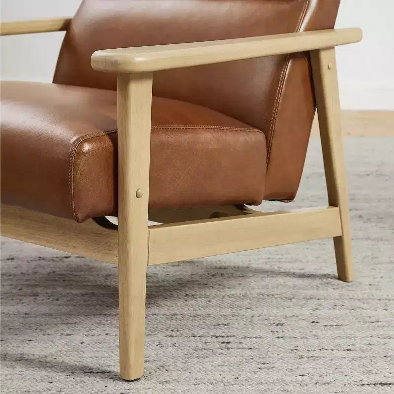 Poltrona moderna Art Leon in pelle e rovere