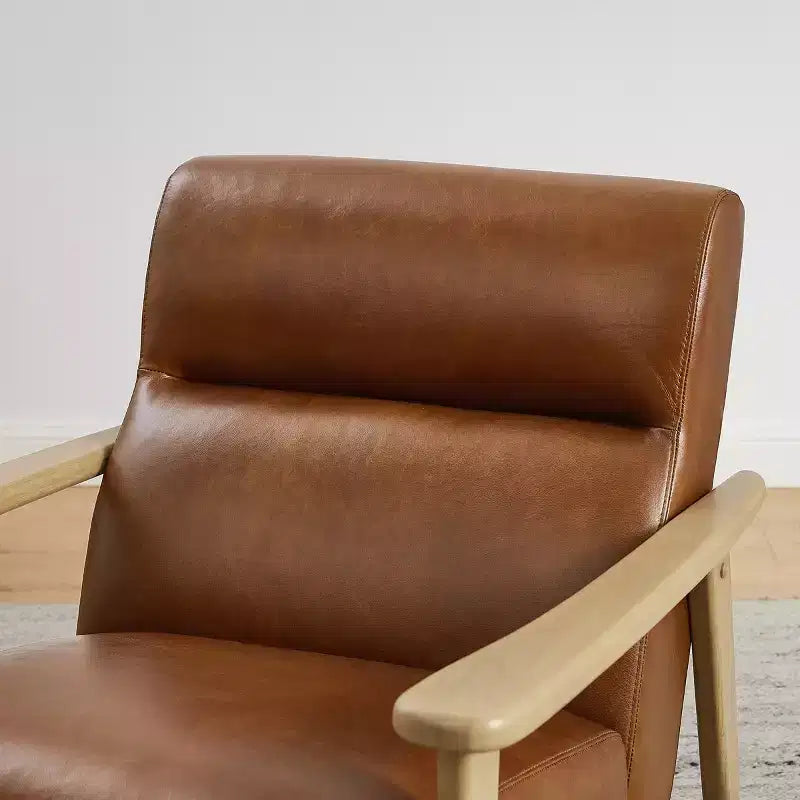 Poltrona moderna Art Leon in pelle e rovere