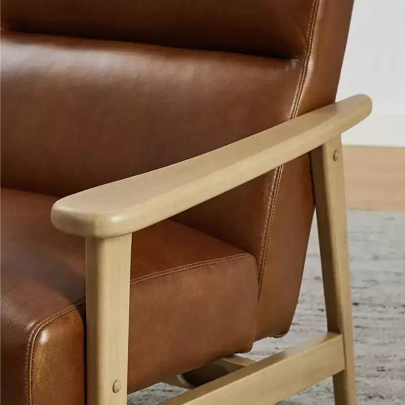 Poltrona moderna Art Leon in pelle e rovere
