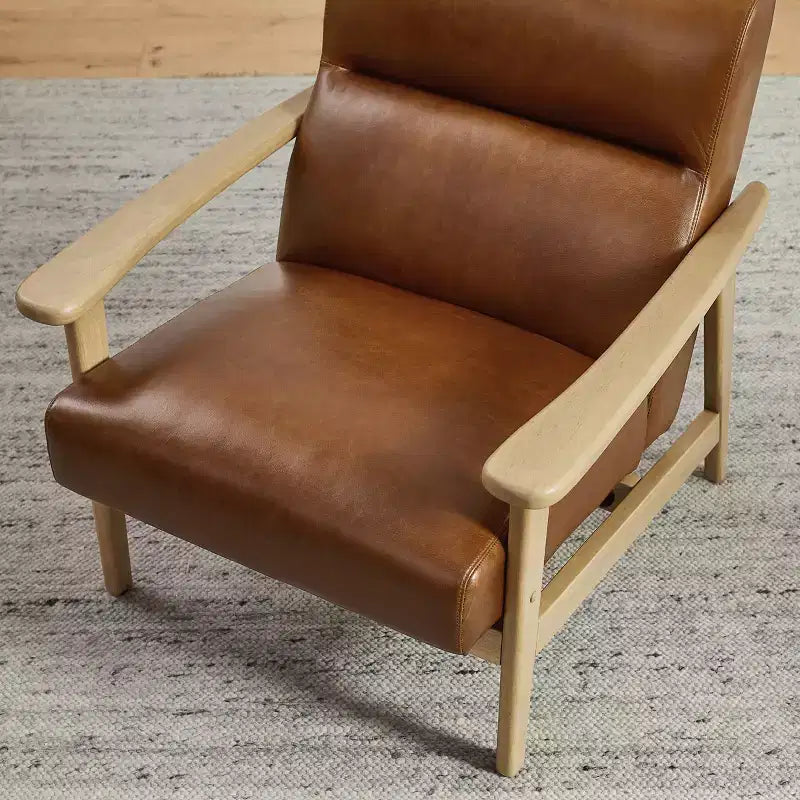 Poltrona moderna Art Leon in pelle e rovere