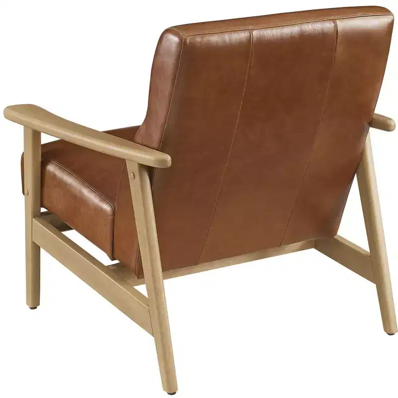 Poltrona moderna Art Leon in pelle e rovere