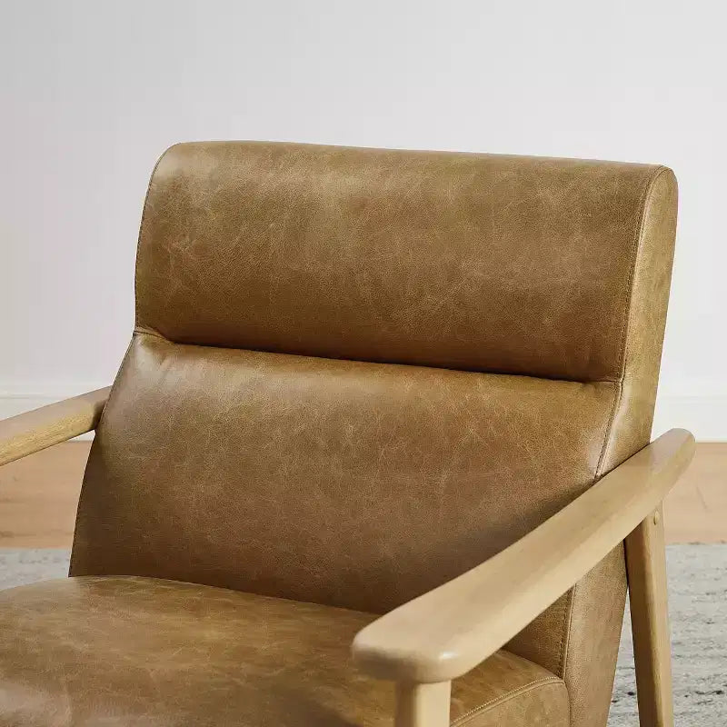 Poltrona moderna Art Leon in pelle e rovere