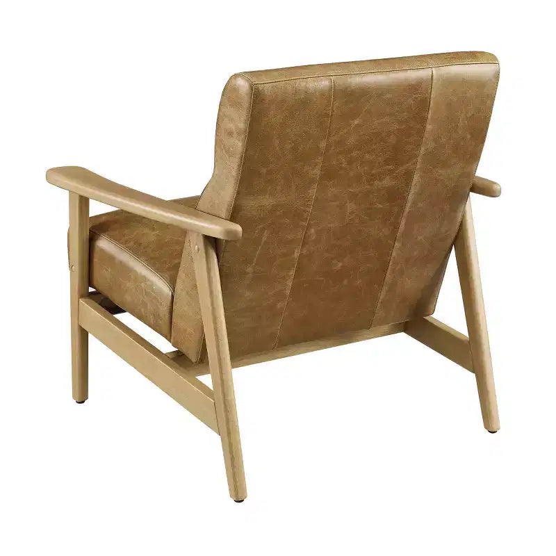 Poltrona moderna Art Leon in pelle e rovere
