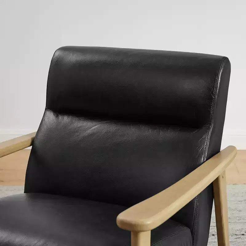 Poltrona moderna Art Leon in pelle e rovere