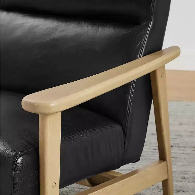 Poltrona moderna Art Leon in pelle e rovere