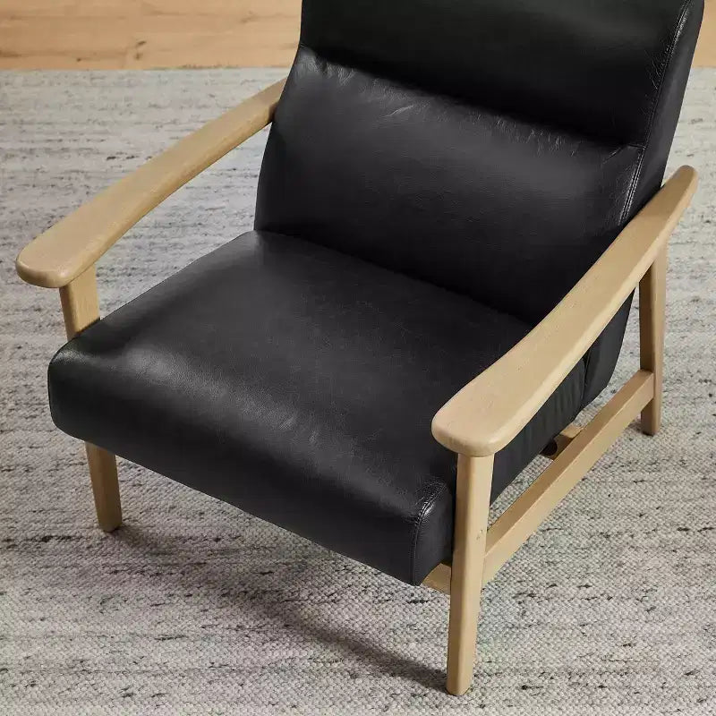 Poltrona moderna Art Leon in pelle e rovere