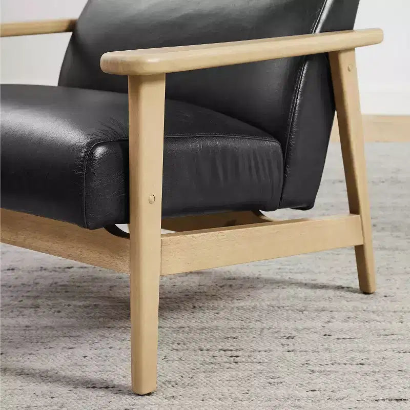 Poltrona moderna Art Leon in pelle e rovere