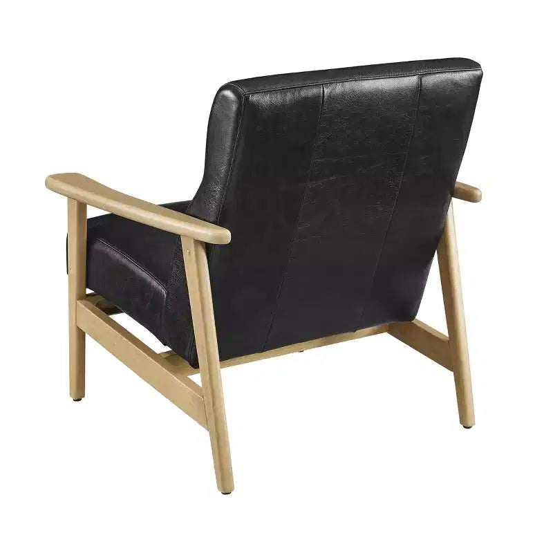 Poltrona moderna Art Leon in pelle e rovere